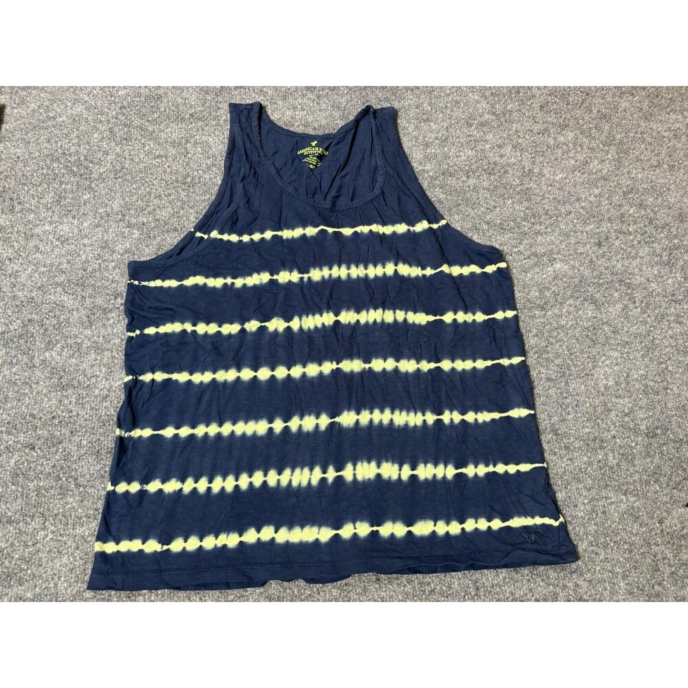 American Eagle Outfitters Tank Top Mens L Blue Yellow Tie Dye Sleeveless Jersey